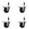 Service Caster 3'' SS Phenolic Swivel 7/8'' Expanding Stem Caster Set Total Lock Brake, 4PK SCC-SSEXTTL20S314-PHS-78-4 - alternate 1